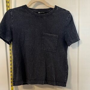 Zara Blue Acid Wash Pocket Tee